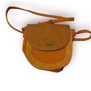 Roxy Faux Leather Camel Brown Crossbody Purse Bag Neutral Minimalist Festival